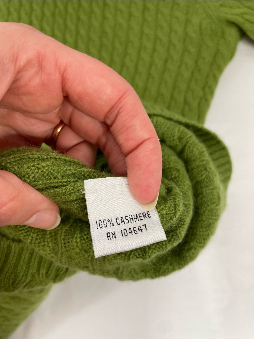 Talbots 100% Cashmere Cable Knit Turtleneck Sweater Green Medium Soft Luxury - Picture 7 of 11